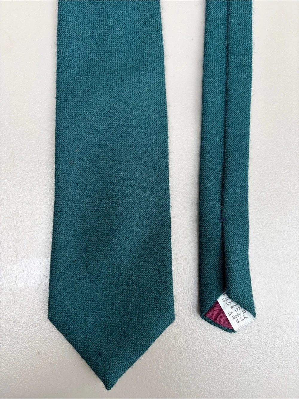 pure Scottish lambs wool Tie - Classic Formal Accessory Men's Solid Teal Woven